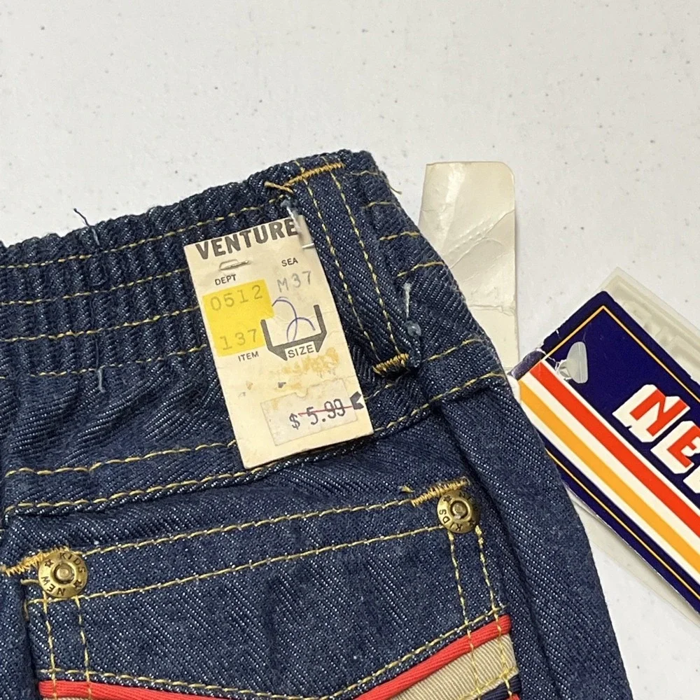 Vintage New Kids Jeans Boys 2T Dark Indigo Back Pocket Detail Retro 70s 80s